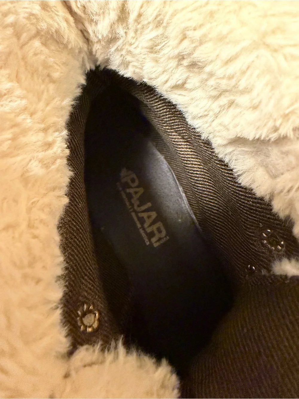 Pajar Brown Leather Fur-Trim Winter Boots with Cream Lining